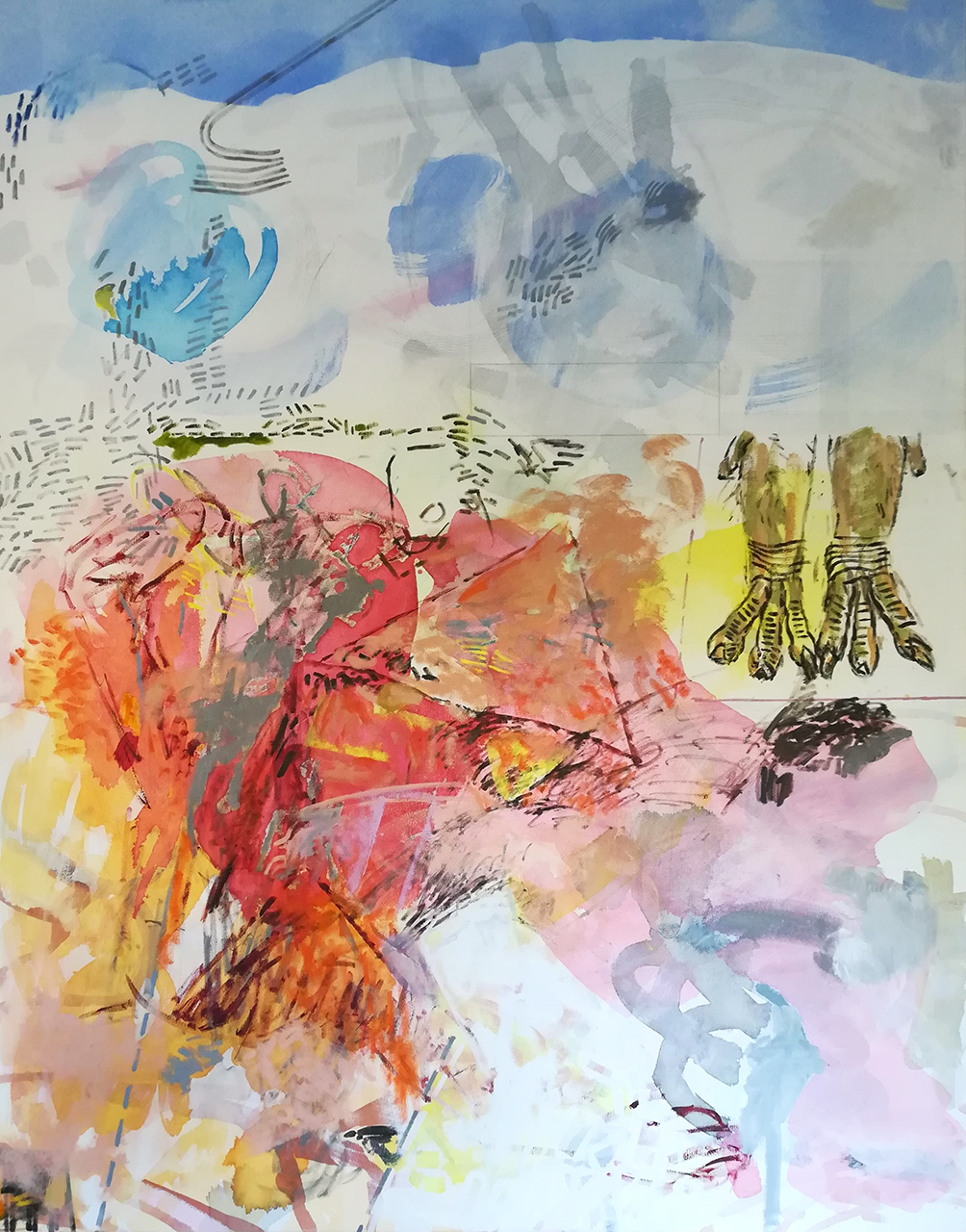 Louise-Hall-Inannas-Feet-2019-mixed-media-on-canvas-110cm-x-140cm-x-web