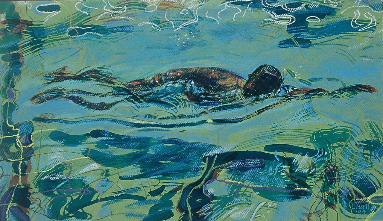 Louise-Hall-Swimmer-Series,-III,-1999,-mixed-media-on-pastel-paper-web