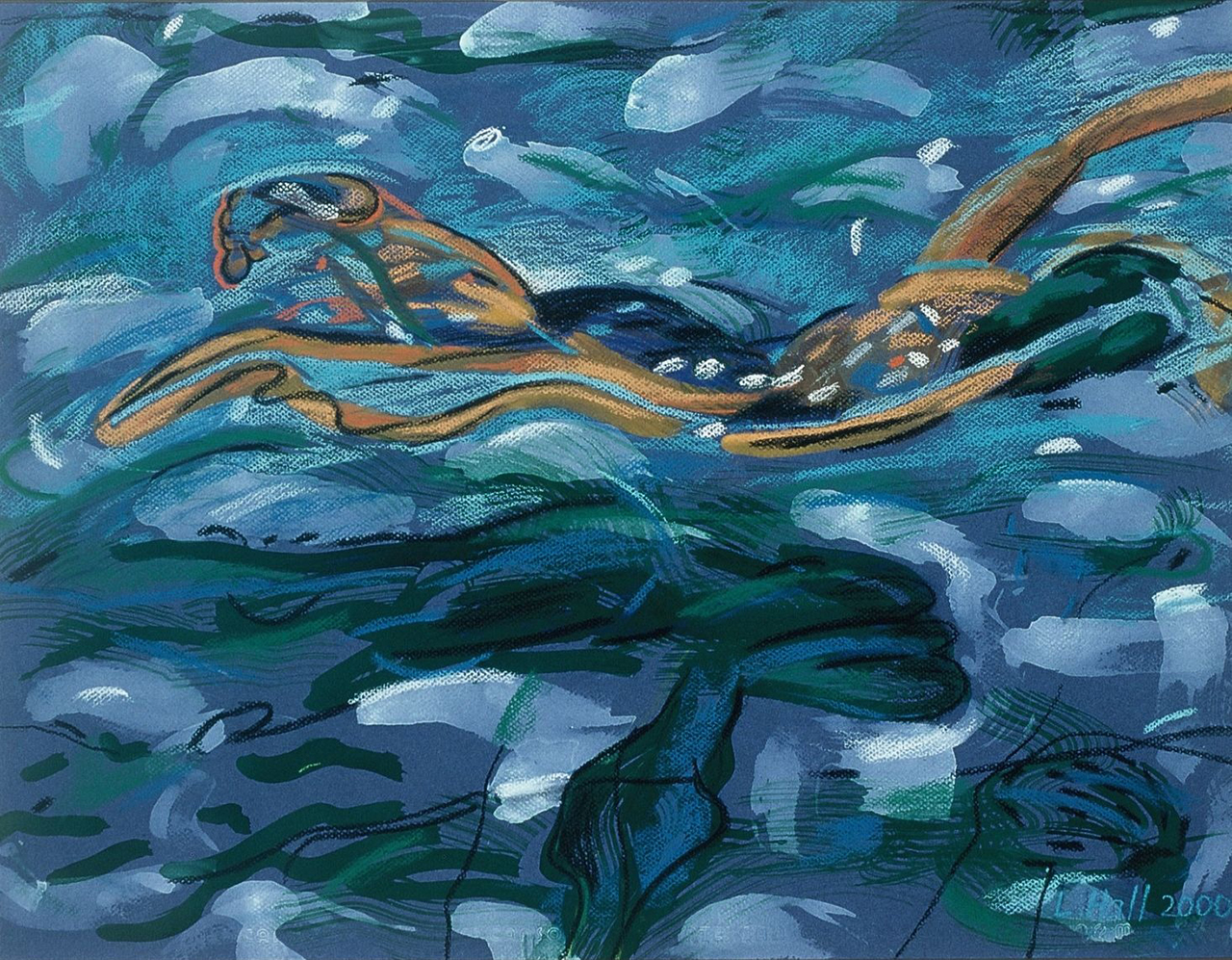 Louise-Hall-Swimmer-Series-VII,-2000,-mxed-media-on-pastel-paper-web